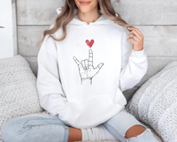 Valentine's Day I Love You ASL Hoodie, Heart Hand Sign Hoodie