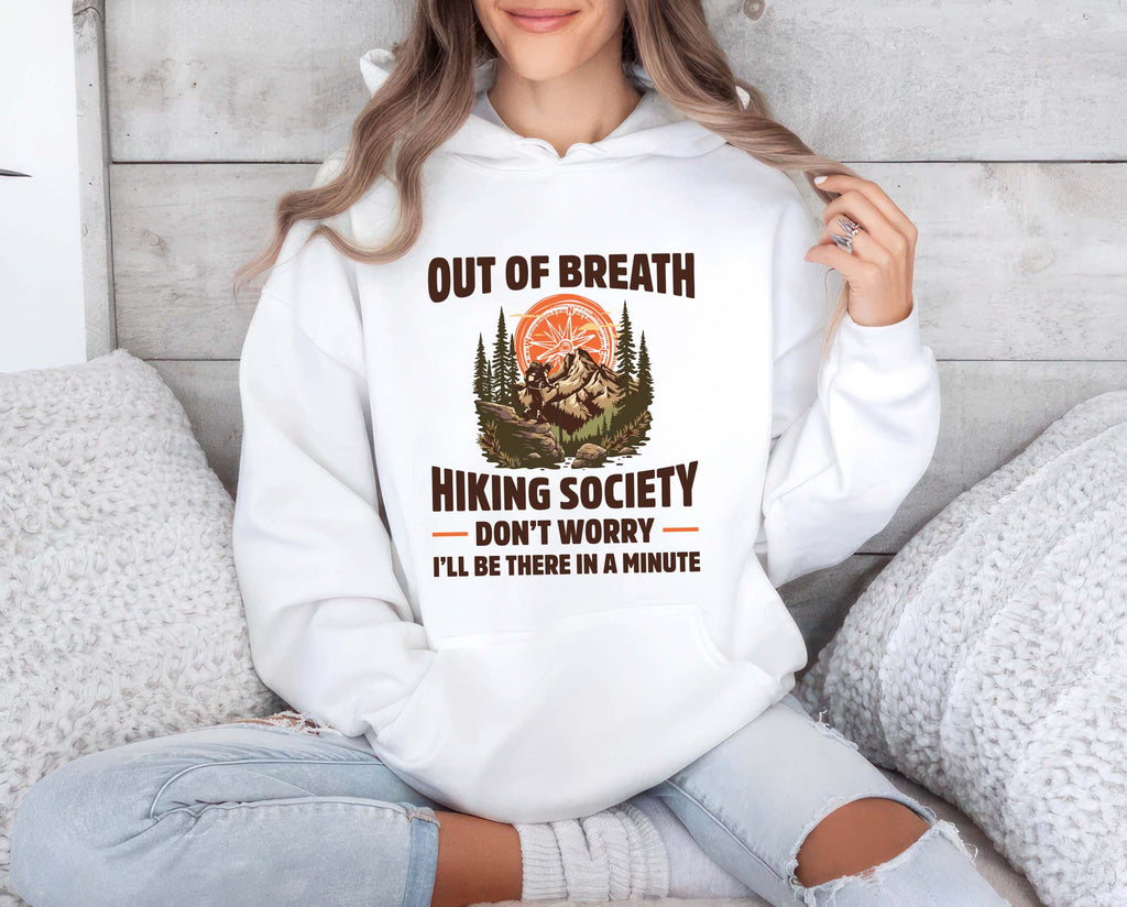 Out of Breath Hiking Society Hoodie, Funny Hiking Hoodie