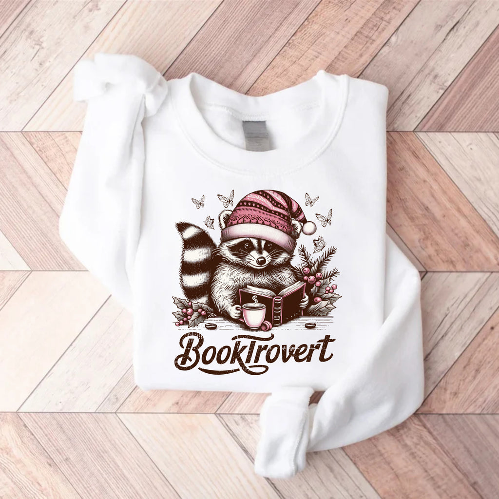 Booktrovert Sweatshirt, Book Lover Pullover, Funny Raccoon Sweatshirt