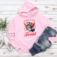 Sorry Cupid I've Been Feral Hoodie, Raccoon Valentine Pullover Hoodie