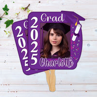 Custom Face Fans With Wooden Handle, Graduation Head, Grad Face Fans, Class of 2025 Head Fans, Graduation Faces on a Stick