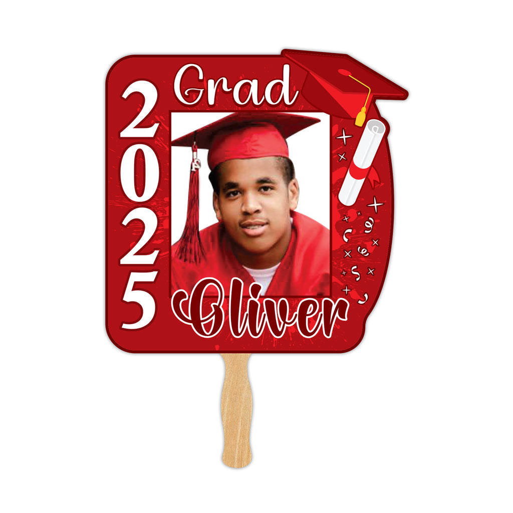 Custom Face Fans With Wooden Handle, Graduation Head, Grad Face Fans, Class of 2025 Head Fans, Graduation Faces on a Stick