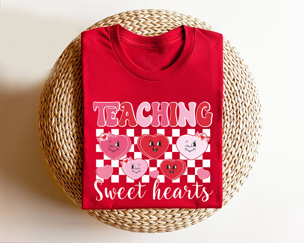 Teaching Sweethearts Teacher Short Sleeve T-Shirt, Valentine Gifts Shirt