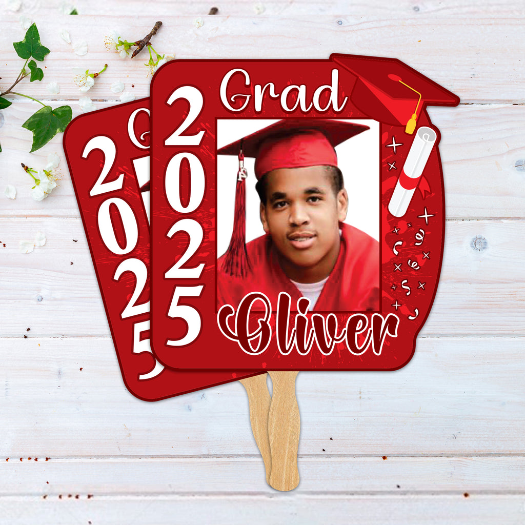 Custom Face Fans With Wooden Handle, Graduation Head, Grad Face Fans, Class of 2025 Head Fans, Graduation Faces on a Stick