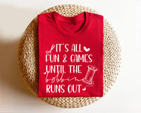 It's All Fun Games Until The Bobbin Runs Out Short Sleeve T-Shirt, Sewing Shirt