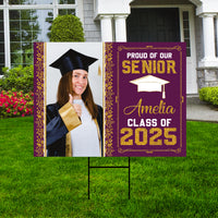 Personalized Graduation Yard Sign 2025 with Photo, 2025 Senior Grad Sign, Class of 2025, Custom Graduation 2025 Yard Sign with Metal H-Stake