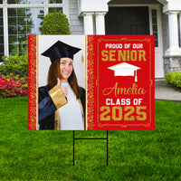 Personalized Graduation Yard Sign 2025 with Photo, 2025 Senior Grad Sign, Class of 2025, Custom Graduation 2025 Yard Sign with Metal H-Stake