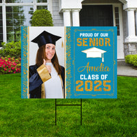 Personalized Graduation Yard Sign 2025 with Photo, 2025 Senior Grad Sign, Class of 2025, Custom Graduation 2025 Yard Sign with Metal H-Stake