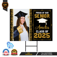 Personalized Graduation Yard Sign 2025 with Photo, 2025 Senior Grad Sign, Class of 2025, Custom Graduation 2025 Yard Sign with Metal H-Stake