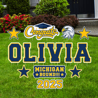 Personalized Graduation Yard Sign Letters 18", Custom Mascot College Bound Yard Cutouts, Graduate University Bound Yard Decor with Stakes