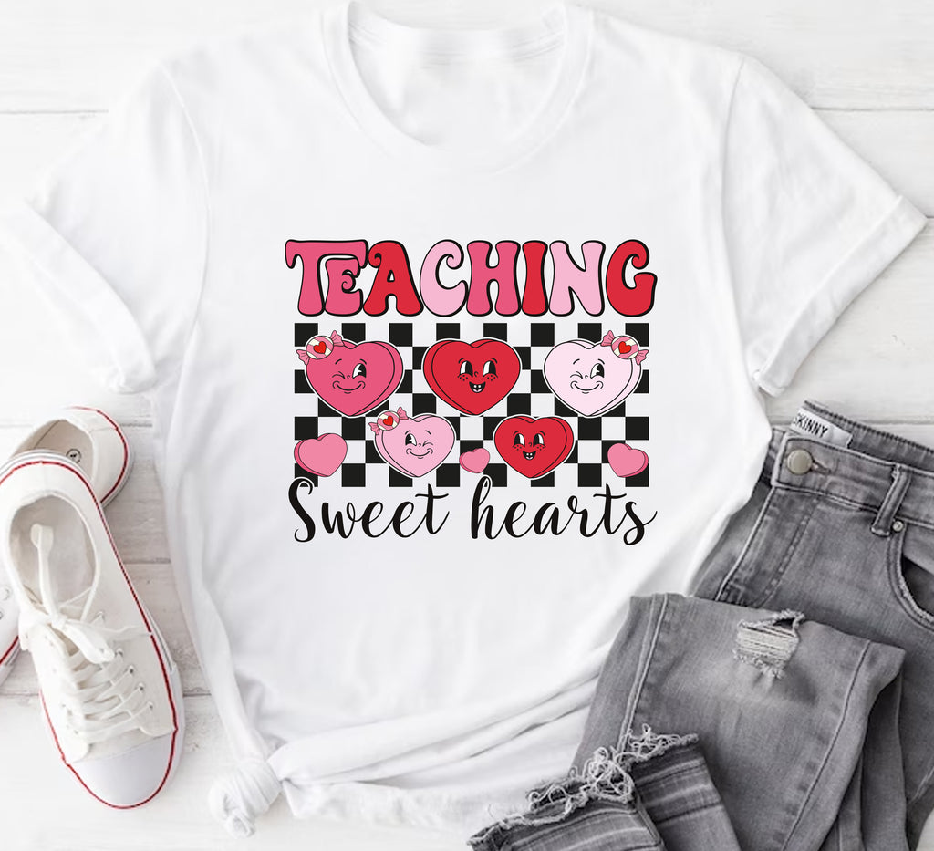 Teaching Sweethearts Teacher Short Sleeve T-Shirt, Valentine Gifts Shirt