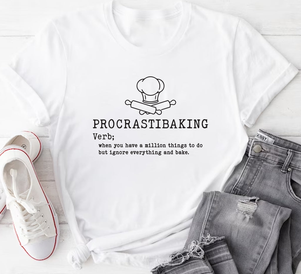 Procrastibaking Short Sleeve T-Shirt, Funny Baking T-Shirt