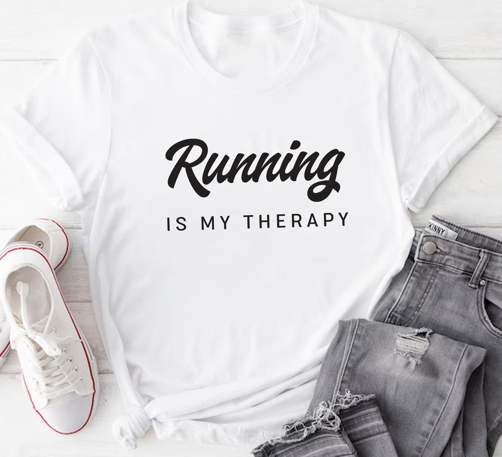 Running Is My Therapy Short Sleeve T-Shirt, Hiking Shirt