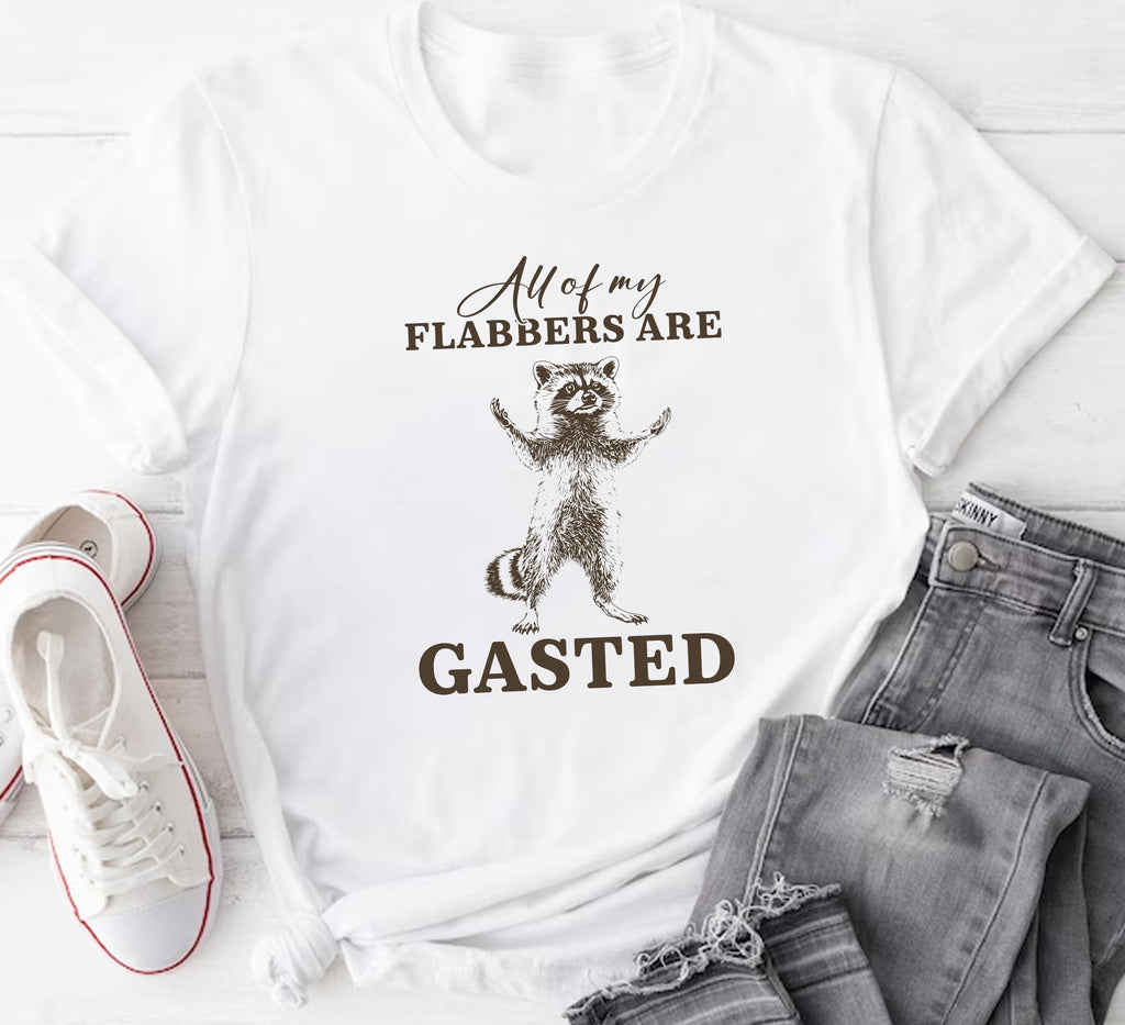 All of My Flabbers Are Gasted Short Sleeve T-Shirt, Funny Raccoon Shirt