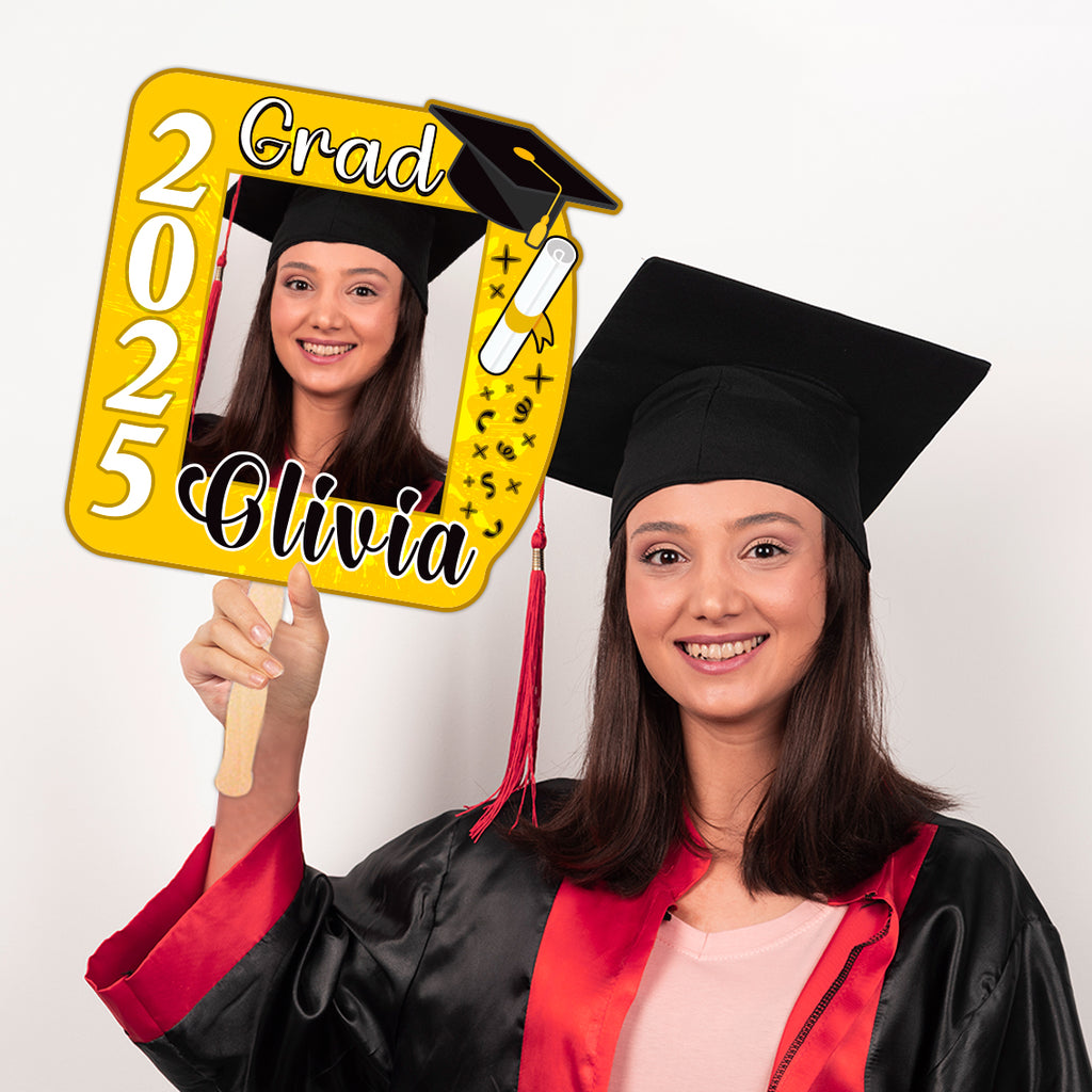 Custom Face Fans With Wooden Handle, Graduation Head, Grad Face Fans, Class of 2025 Head Fans, Graduation Faces on a Stick