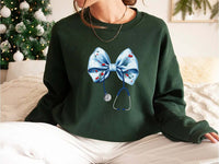 Coquette Nurse Stethoscope Bow Sweatshirt, Bow Stethoscope Sweatshirt