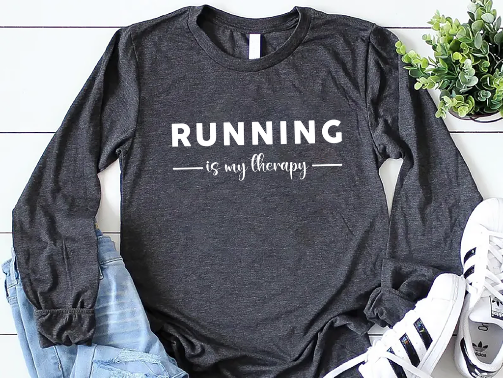 Running Is My Therapy Long Sleeve Shirt, Hiking Shirt