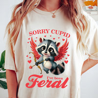 Sorry Cupid I've Been Feral Short Sleeve T-Shirt, Raccoon Valentine Shirt