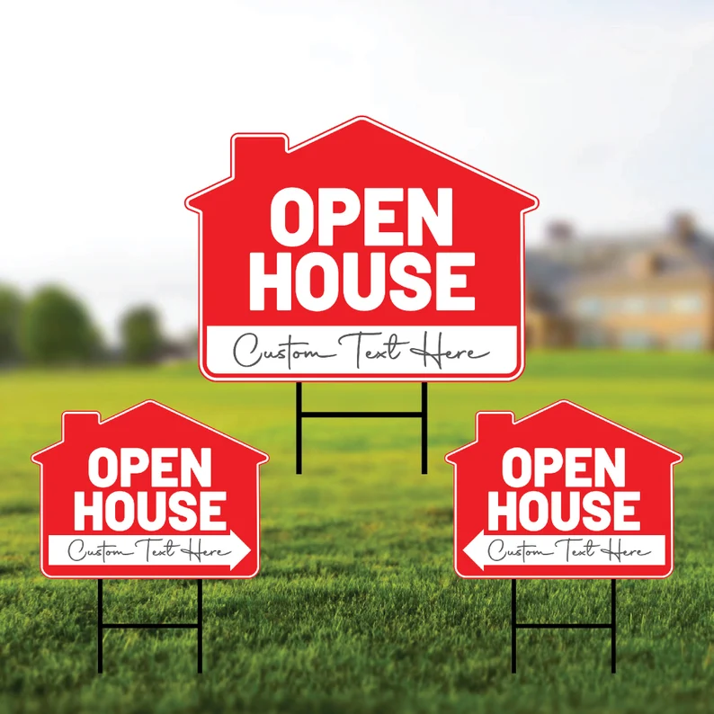 Custom Open House Yard Sign (3 Pack)