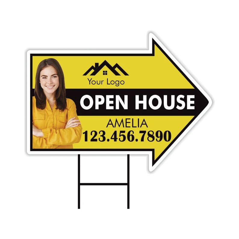 Custom Open House Arrow Yard Sign