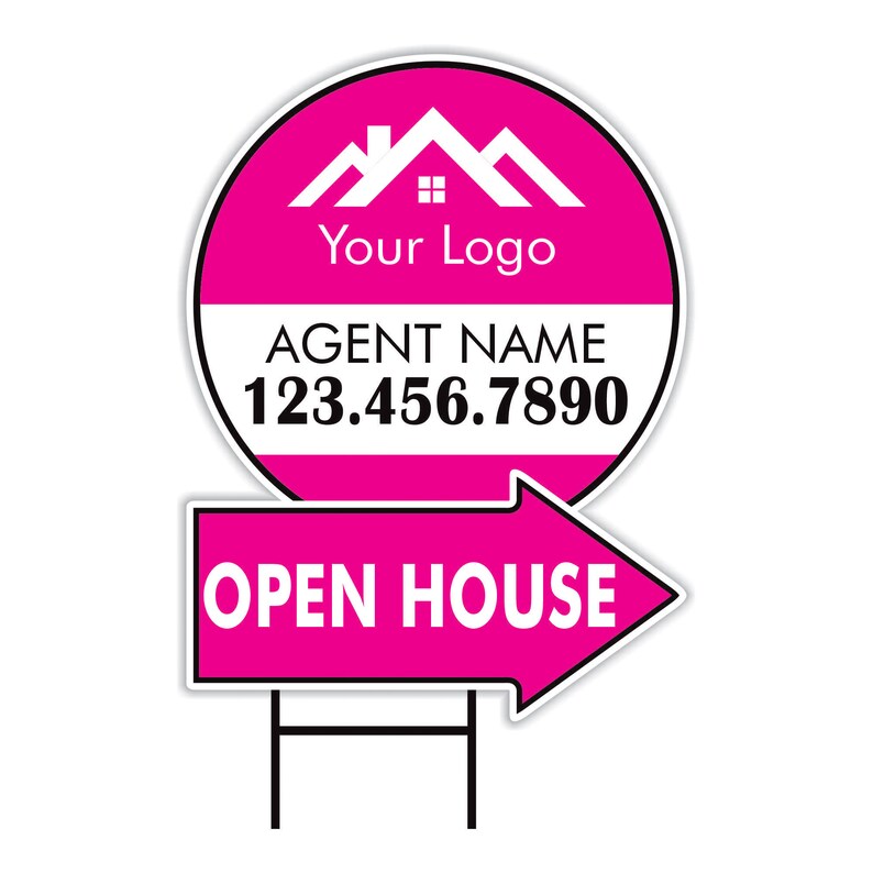 Custom Open House Arrow Yard Sign