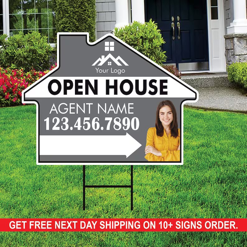 10 Pack Custom Open House Arrow Yard Sign – Voila Print Inc