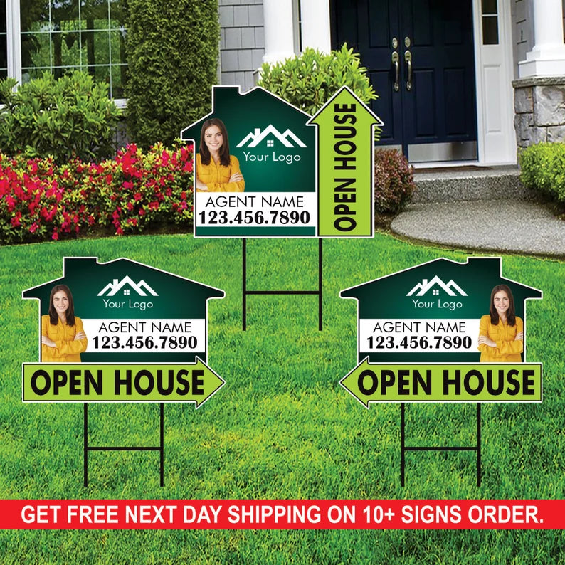 10 Pack Custom Open House Arrow Yard Sign – Voila Print Inc