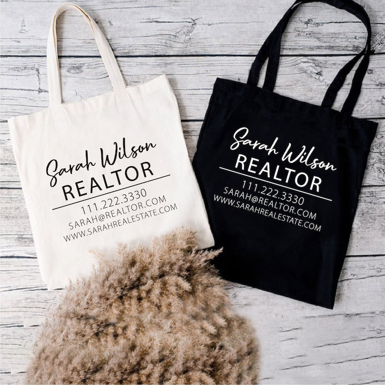 Custom Realtor Tote Bag, Personalized Business Tote Bag