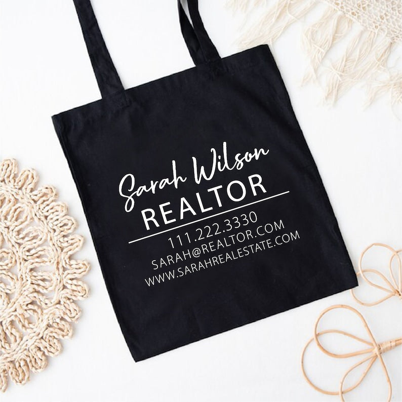 Custom Realtor Tote Bag, Personalized Business Tote Bag