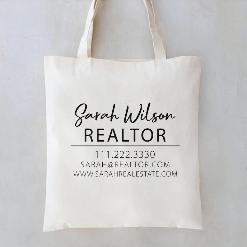 Custom Realtor Tote Bag, Personalized Business Tote Bag