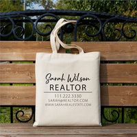 Custom Realtor Tote Bag, Personalized Business Tote Bag