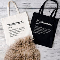 Psychologist Definition Tote Bag, Psychologist Enthusiast Tote Bag