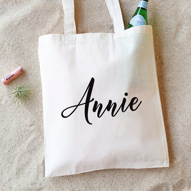 Custom Name Wedding Welcome Tote Bag, Personalized Script Bachelorette Party Tote Bag