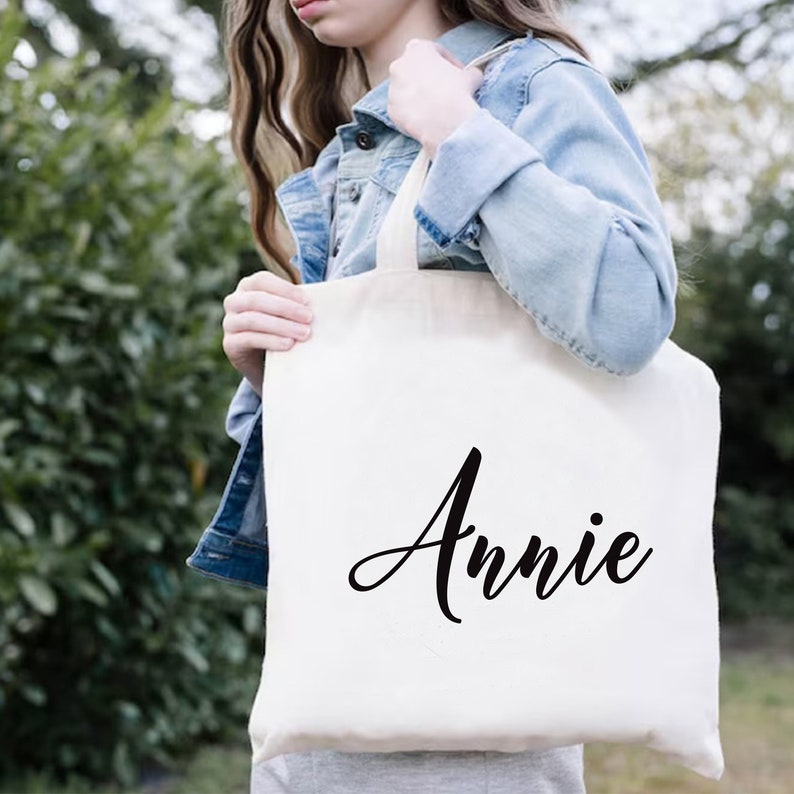 Custom Name Wedding Welcome Tote Bag, Personalized Script Bachelorette Party Tote Bag