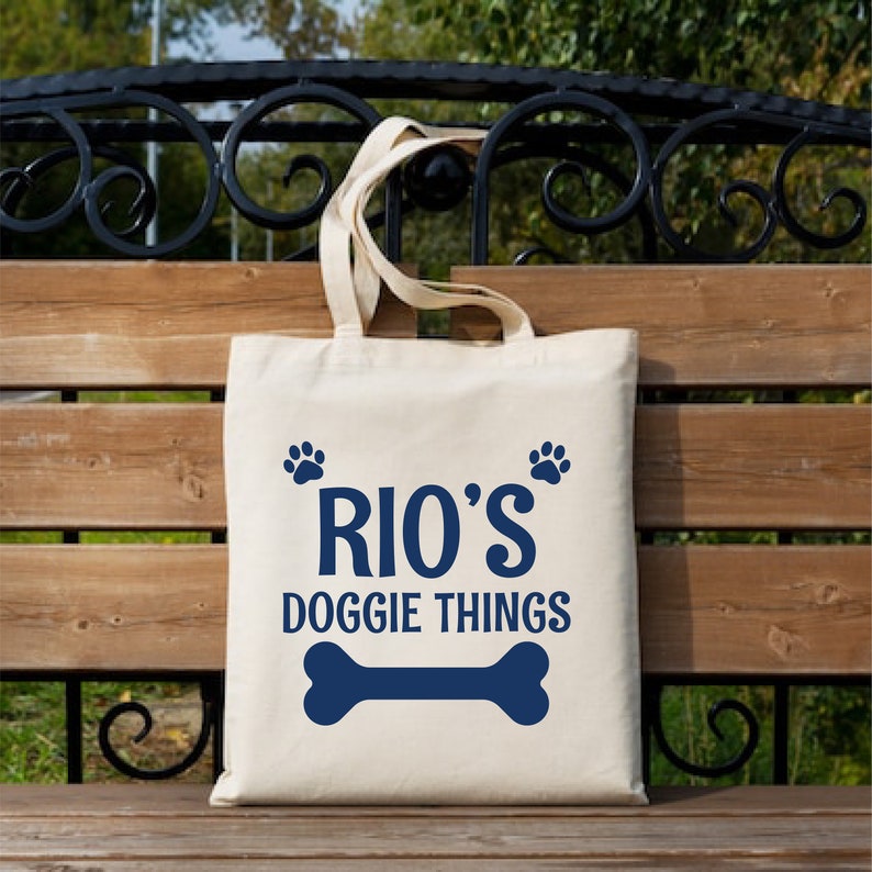 Custom Doggie Things Tote Bag, Personalized Dog Tote Bag