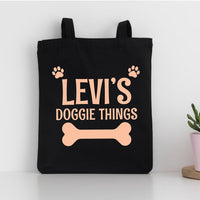 Custom Doggie Things Tote Bag, Personalized Dog Tote Bag