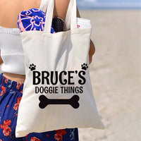 Custom Doggie Things Tote Bag, Personalized Dog Tote Bag