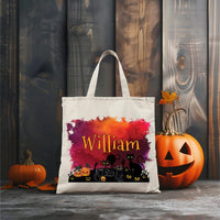 Personalized Halloween Tote Bag, Custom Name Trick or Treat Bag