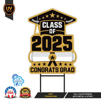 Graduation Yard Sign 2025 - Coroplast Grad Sign, Class of 2025 Sign, Graduation 2025 Yard Sign with Metal H-Stake