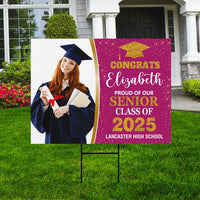 Personalized Graduation Yard Sign 2025 with Photo - Grad Sign, Class of 2025, Custom Graduation 2025 Yard Sign with Metal H-Stake