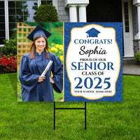 Personalized Graduation Yard Sign 2025 with Photo - Grad Sign, Class of 2025, Custom Graduation 2025 Yard Sign with Metal H-Stake