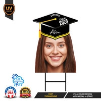 Custom Graduation Face Yard Sign 2025 - Class of 2025, Graduation Hat