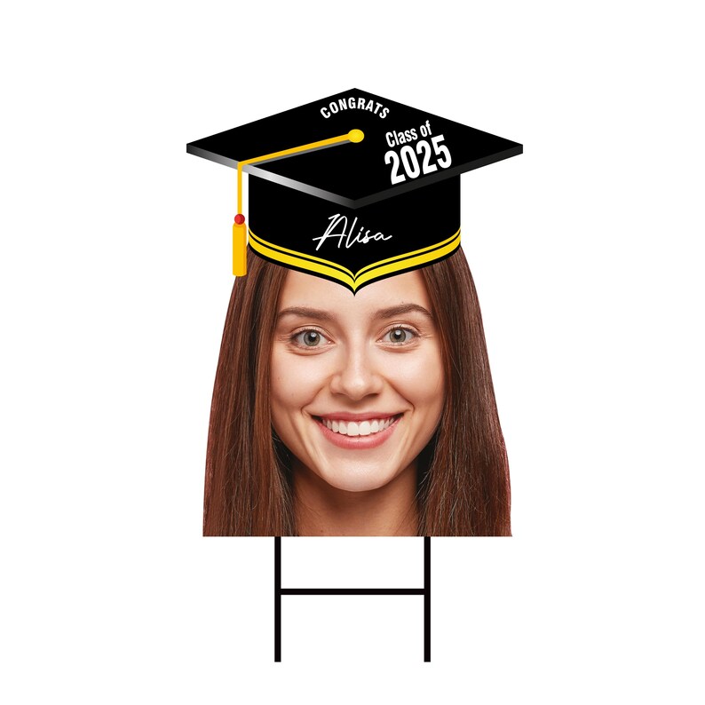 Custom Graduation Face Yard Sign 2025 - Class of 2025, Graduation Hat