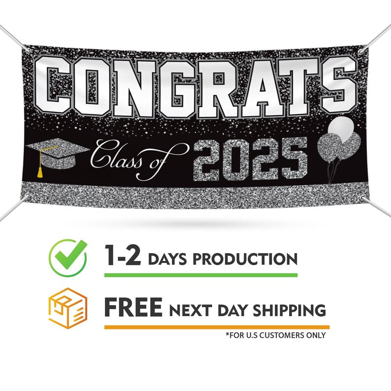 Congrats Grad 2025 Banner Sign