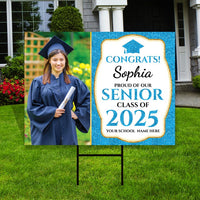 Personalized Graduation Yard Sign 2025 with Photo - Grad Sign, Class of 2025, Custom Graduation 2025 Yard Sign with Metal H-Stake