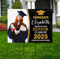 Personalized Graduation Yard Sign 2025 with Photo - Grad Sign, Class of 2025, Custom Graduation 2025 Yard Sign with Metal H-Stake