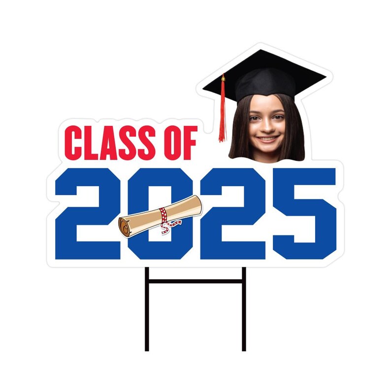 Custom Graduation Face Yard Sign 2025 - Class of 2025, School Colors