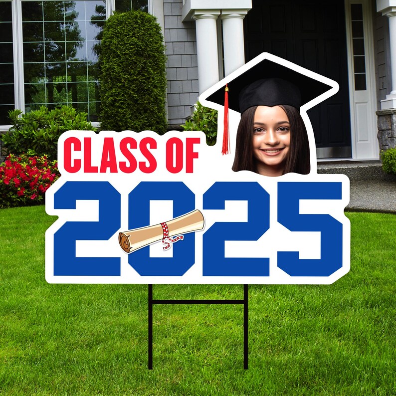 Custom Graduation Face Yard Sign 2025 - Class of 2025, School Colors