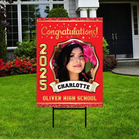 Personalized Graduation Yard Sign 2025 with Photo - Grad Sign, Class of 2025, Custom Graduation 2025 Yard Sign with Metal H-Stake