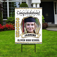 Personalized Graduation Yard Sign 2025 with Photo - Grad Sign, Class of 2025, Custom Graduation 2025 Yard Sign with Metal H-Stake